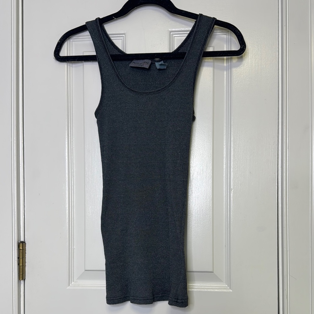 Michael Stars Gray Ribbed Tank Top with Scoop Neckline